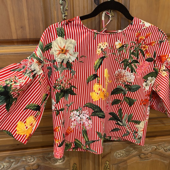 Zara Basic floral and striped summer top - Picture 2 of 8